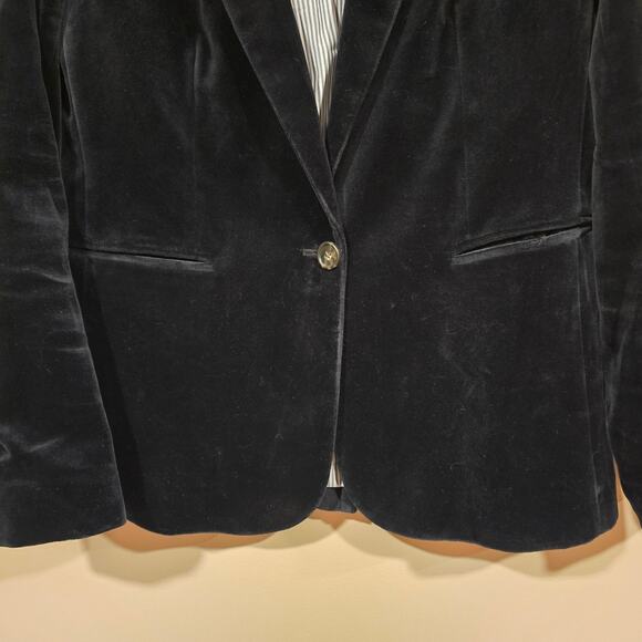 Women's J. Crew Black Velvet "Parke" Lined Blazer Jacket | Size 6 - Picture 4 of 10